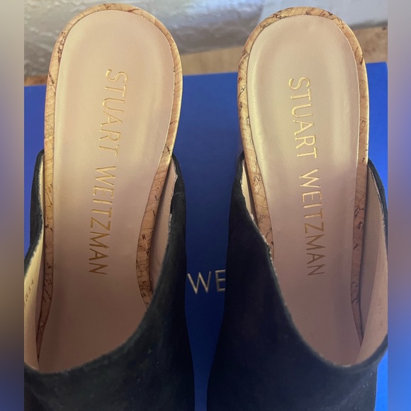 Stuart Weitzman Black Suede Cork Wedges - Picture 12 of 14